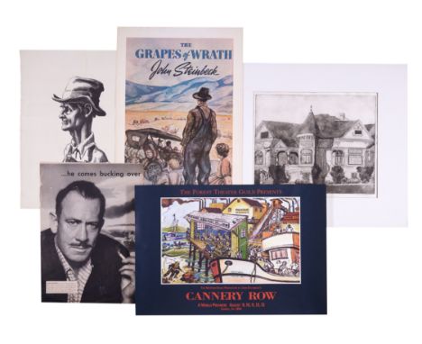 Steinbeck (John).- A group of Steinbeck Ephemera featuring works on paper, 6 pieces, between 360 x 260mm. and 430 x 480mm., v
