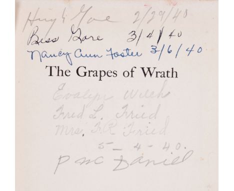 Steinbeck (John) The Grapes of Wrath, first edition, ownership inscriptions of several contemporary Okies on half-title, uppe
