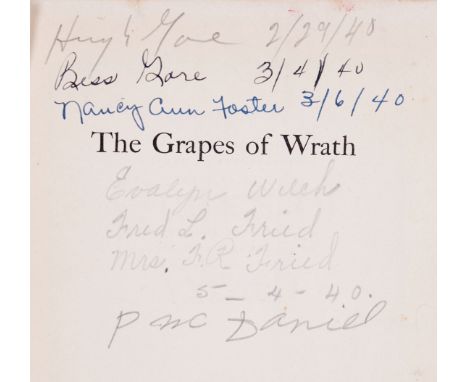 Steinbeck (John) The Grapes of Wrath, first edition, ownership inscriptions of several contemporary Okies on half-title, uppe