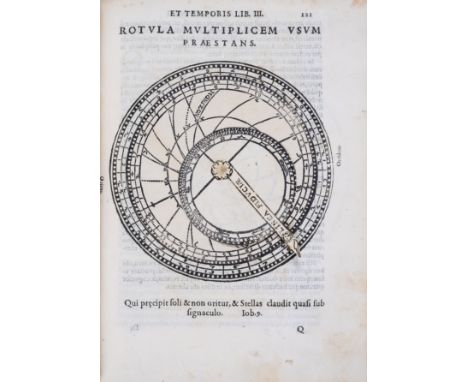 Celestial atlas.- Gallucci (Giovanni Paolo) Theatrum mundi, et temporis, first edition, first issue, title with woodcut print