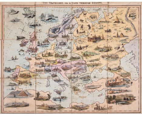 Games.- Spooner (William) The Travellers; or, A&nbsp;Tour&nbsp;Through&nbsp;Europe, hand-coloured lithograph map of Europe in