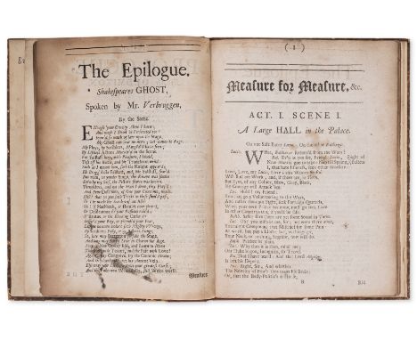 Shakespeare (William) Measure for Measure, or Beauty the Best Advocate, [adapted by Charles Gildon], half-title with publishe