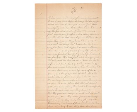 Steinbeck (John) Autograph Manuscript draft of "Preface" for The Short Novels of John Steinbeck, collected as "My Short Novel