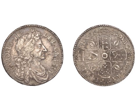 Charles II (1660-1685), Halfcrown, 1683, fourth bust, edge tricesimo qvinto (ESC 497; S 3367). Uneven reverse tone, good very