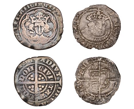 Edward III, Halfgroat, mm. cross 2, 1.76g/7h (N 1143; S 1573); Henry VIII, Halfgroat, Canterbury, no mm, lozenge stops, 1.08g