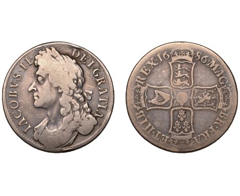 James II (1685-1688), Crown, 1686, first bust, edge secvndo (ESC 740; S 3406). Fair, scarce £70-£90