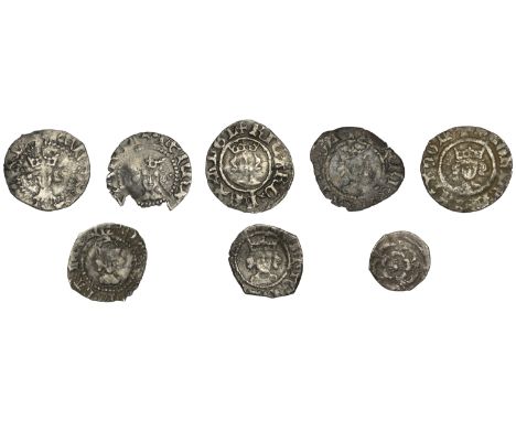 Richard II, Halfpenny, type IV, London, 0.45g/9h (S 1700A); Henry VIII, First Coinage, Halfpenny, mm. portcullis on obv. only