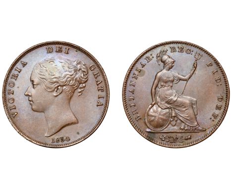 Victoria (1837-1901), Penny, 1854, plain trident, close colon (BMC 1506; S 3948). Extremely fine £80-£100