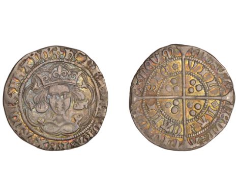 Henry VI (First reign, 1422-1461), Rosette-Mascle issue, Groat, Calais, mm. crosses II/V, saltire stops only, rev. rosette af