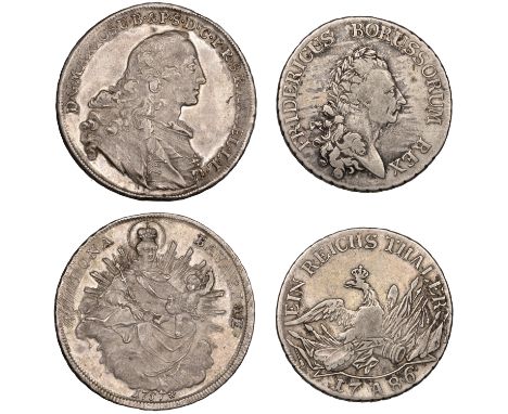 Germany, BAVARIA, Maximilian III Joseph, Thaler, 1757, Munich (Dav. 1952; KM 500); Prussia, Frederick II the Great, Thaler, 1