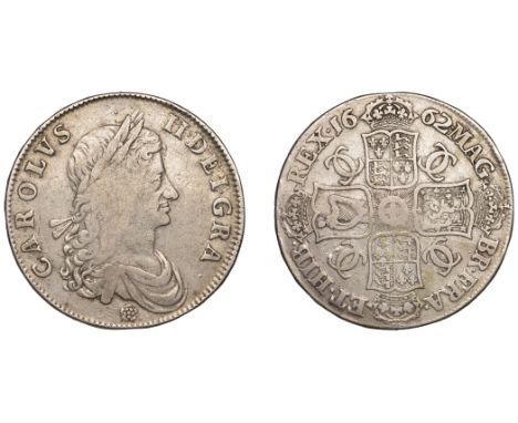 Charles II (1660-1685), Crown, 1662, first bust, rose below, edge undated (ESC 339; S 3350). Once cleaned, fine £100-£120