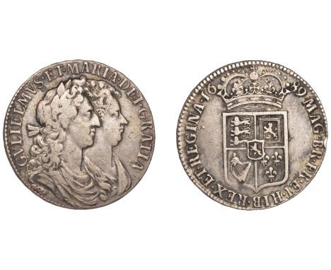 William and Mary (1688-1694), Halfcrown, 1689, first shield, edge primo (ESC 831; S 3434). Some toning, good very fine £100-£