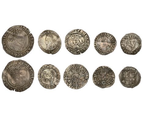 James I, First coinage, Sixpence, 1603, mm. thistle, first bust, 2.95g/4h (N 2074; S 2647); together with other hammered silv