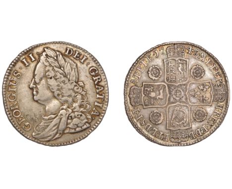 George II (1727-1760), Halfcrown, 1743, roses, edge decimo septimo (ESC 1684; S 3694). Light cabinet tone, about very fine £2