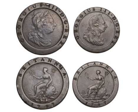 George III, Twopence, Penny, both 1797 (S 3776-7) [2]. Both with brown patina, first fine, second very fine £70-£90