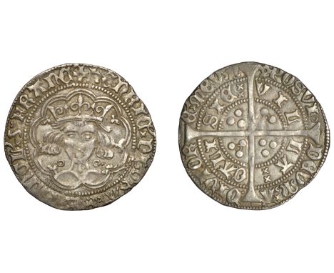 Henry VI (First reign, 1422-1461), Annulet issue, Groat, Calais, mm. cross II, reads angl, no fleur on breast, 3.74g/11h (N 1