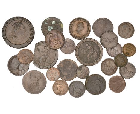George III, Twopence, 1797 (S 3776); together with miscellaneous British milled bronze and copper coins (24) [25]. Varied sta