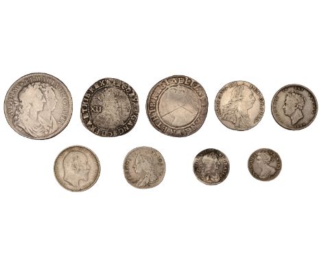 Elizabeth I, Sixth Issue, Shilling, mm. A, 5.13g/2h (S 2577); James I, First Coinage, Shilling, mm. lis, 5.09g/3h (S 2646); C