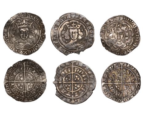 Edward III, Pre-treaty period, Groat, London, series Gb mule, mm. cross 3,  4.18g/12h (N 1195; S 1570); Henry VI, Pinecone-Ma
