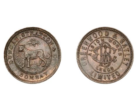 India, BOMBAY, Duncan, Stratton and Co., bronze coining trial or proving piece for a Half-Rupee, c. 1905, by Greenwood & Batl