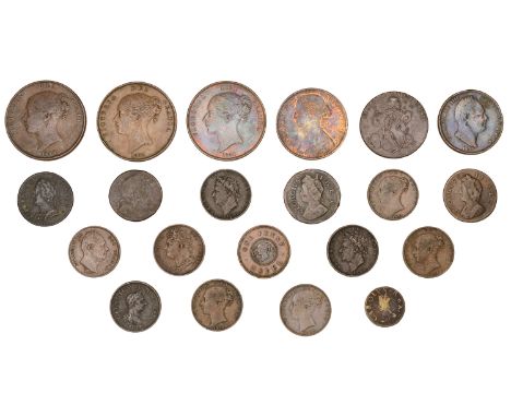 Victoria, Penny, 1841 (S 3948); together with miscellaneous bronze and copper coins and tokens (20) [21]. Varied state  £100-