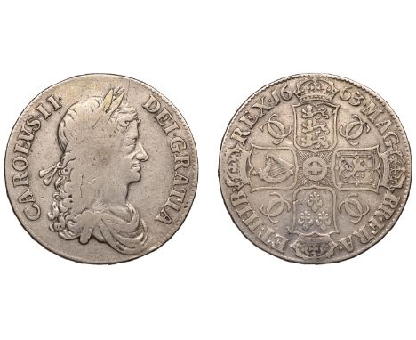 Charles II (1660-1685), Crown, 1663, first bust, edge xv (ESC 353; S 3354). Once cleaned, fine £80-£100