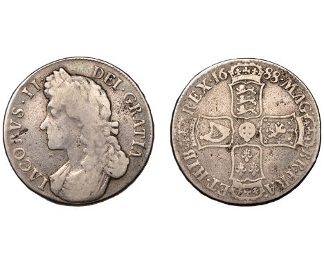 James II (1685-1688), Crown, 1688, first bust, edge secvndo (ESC 740; S 3406). Fair, scarce £70-£90