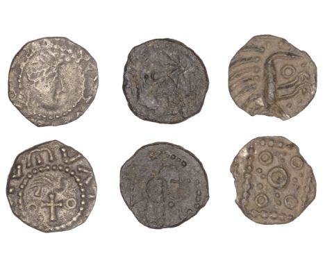 Early Anglo Saxon, Sceattas (2), Primary series BX, diademed head right, rev. bird right on cross, annulets by horizontal cro