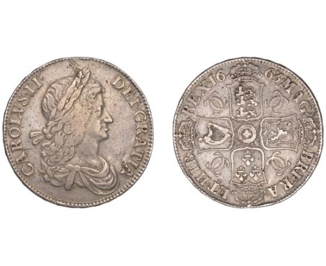 Charles II (1660-1685), Crown, 1663, first bust, edge xv (ESC 353; S 3354). Better than fine £120-£150