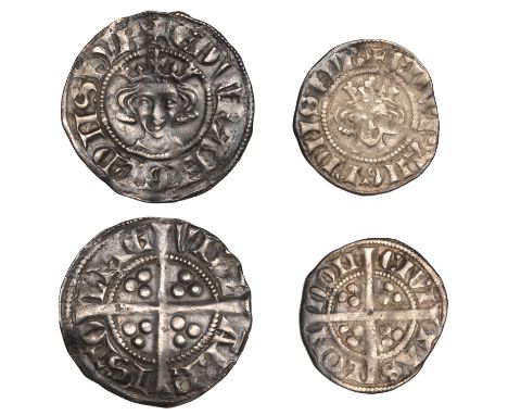 Edward I, Penny, class 3g, Bristol, 1.37g/10h; Halfpenny, class 3b, London, 0.65g/6h (N 1022, 1044; S 1393, 1431) [2]. First 