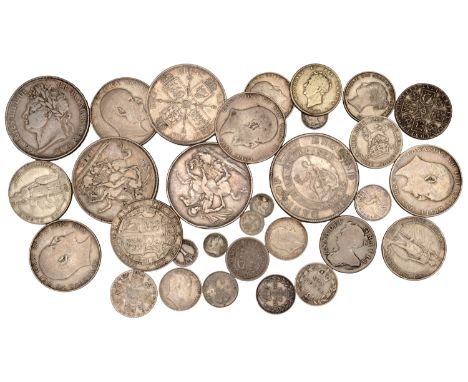 George III, Dollar, 1804, types A/2 (S 3768); together with other British silver coins (32), various denominations, 1708-1910