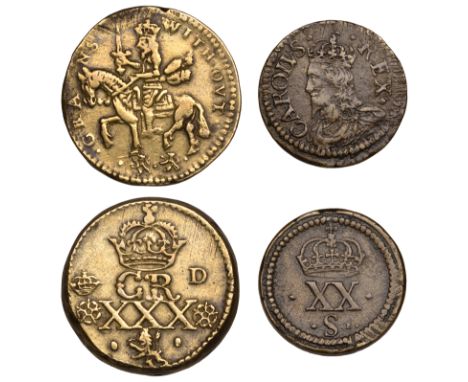 Coin weights: Charles I, Unite, by Briot (W 976), Halfcrown, lion and rose group (W 1063) [2]. First good fine, second better