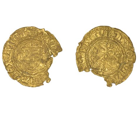 Henry VI (First reign, 1422-1461), Annulet issue, Quarter-Noble, London, mm. large lis, small lis above shield, 1.60g/7h (N 1