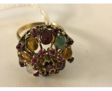 A 9ct dress ring with multi-stone setting