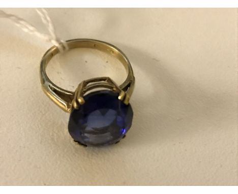 A 9ct large blue stone dress ring