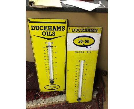 Two Duckhams Oil thermometer signs
