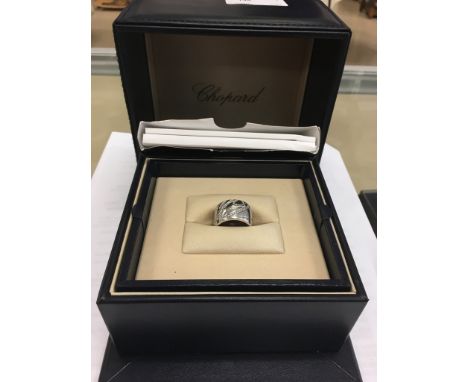 A Chopard gold Chopardissimo ring with maker's marks and 750, 18.7g,size L (in box with Certificate of Authenticity)