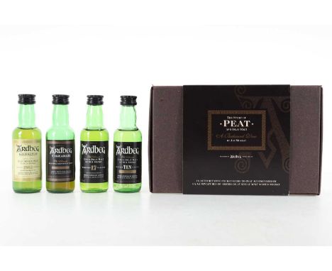 ARDBEG STORY OF PEAT MINIATURE SET (4 X 5CL) ISLAY SINGLE MALT  Ardbeg 10 Year Old - 46% ABV / 5clArdbeg 17 Year Old - 40% AB