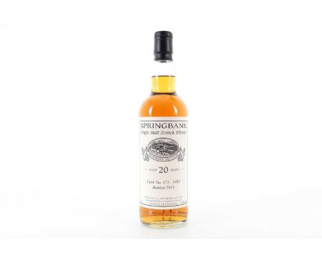 SPRINGBANK 1993 20 YEAR OLD PRIVATE CASK #575 CAMPBELTOWN SINGLE MALT  Distilled: 1993Bottled: 2013Matured in cask #57554.8% 