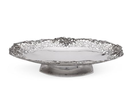 
	
		A SILVER OBLONG PIERCED DISH
		FRANK COBB &amp; CO. LTD, SHEFFIELD 1944
		With a chased and pierced grape vine border an