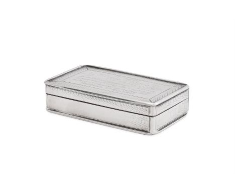 
	
		[LANCASHIRE COTTON INDUSTRY INTEREST] AN EARLY VICTORIAN SILVER RECTANGULAR SNUFF BOX
		FRANCIS CLARK, BIRMINGHAM 1843
	