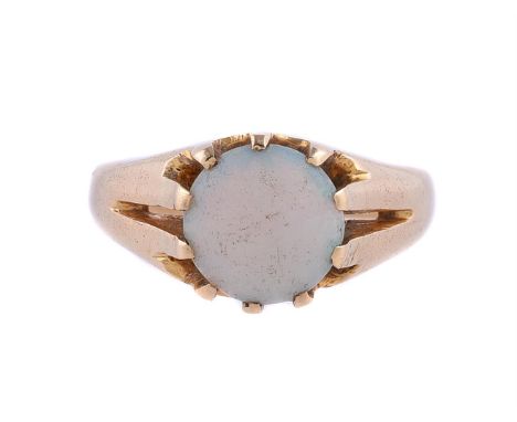 
	
		A VICTORIAN 18 CARAT GOLD OPAL RING 
		CHESTER 1883
		The circular cabochon opal within a ten claw setting
		Size/dimens