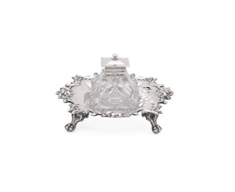 
	
		A VICTORIAN SILVER SHAPED SQUARE INKWELL
		HENRY WILKINSON &amp; CO., SHEFFIELD 1860
		The border chased with scrolls an