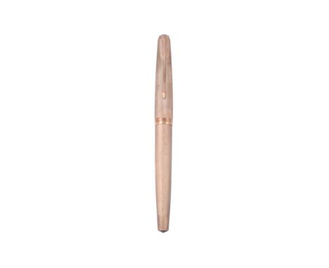 
	
		PARKER, A 9 CARAT GOLD 61 FOUNTAIN PEN 
		LONDON 1974
		Cap and Barrel: engine turned cap and barrel with rectangular va