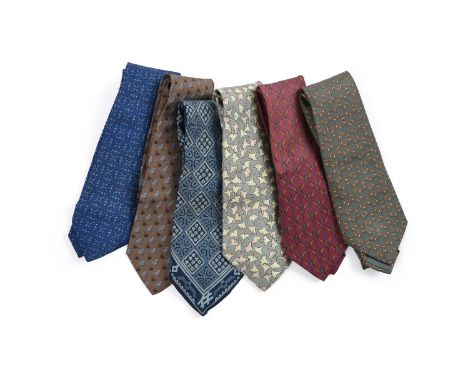 HERMÈS, SIX SILK TIES Of various patterns and colours  Condition Report:  Some light signs of use
Condition Report Disclaimer