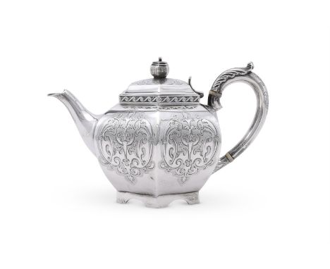 
	
		Y&nbsp;A VICTORIAN SILVER HEXAGONAL TEAPOT
		JOSEPH ANGELL 1 &amp; JOSEPH ANGELL II, LONDON 1847
		With an octagonal fin