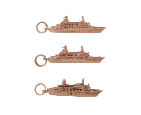 
	
		THREE MID 1970S 9 CARAT GOLD CRUISE LINER CHARMS
		ISLAND PRINCESS LONDON 1975 
		SUN PRINCESS, LONDON 1975
		PACIFIC PR