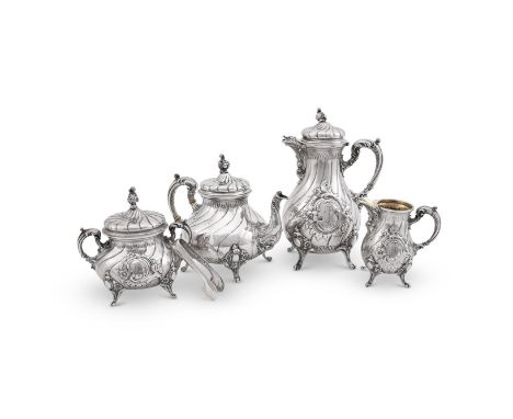 
	
		Y&nbsp;A GERMAN SILVER COLOURED FOUR PIECE WRYTHEN BALUSTER TEA SET
		BRUCKMANN &amp; SÖHNE, POST 1886 .800 STANDARD
		T