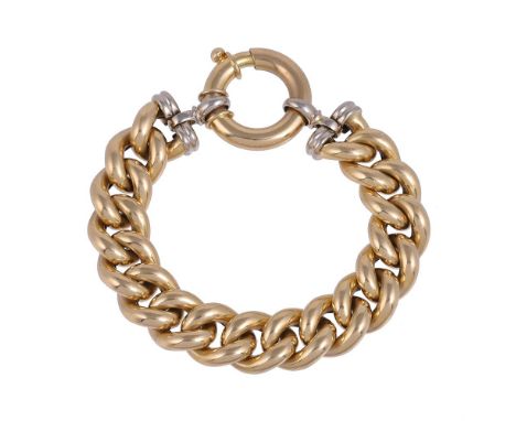 
	
		AN ITALIAN GOLD COLOURED BRACELET
		The polished curb link bracelet to a ring bolt clasp, stamped 750 with Italian contr