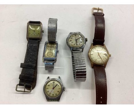 1940s Enicar Sport wristwatch and four other vintage wristwatches (5)